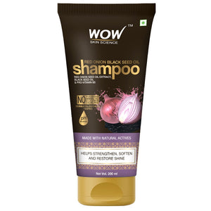 WOW Skin Science Red Onion Black Seed Oil Shampoo with Red Onion Seed Oil Extract, Black Seed Oil & Pro-Vitamin B5 - No Parabens, Sulphates, Silicones, Color & PEG - 200 ml - BuyWow