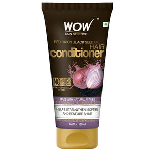 WOW Skin Science Red Onion Black Seed Oil Hair Conditioner with Red Onion Seed Oil Extract, Black Seed Oil & Hydrolyzed Wheat Protein - No Parabens, Mineral Oil, Silicones, Color & PEG - 150 ml - BuyWow