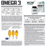 WOW Life Science Omega-3 Fish Oil Triple Strength 1000mg (550mg EPA; 350mg DHA; 100mg Other Omega 3 Fatty Acids) - 60 Capsules - BuyWow
