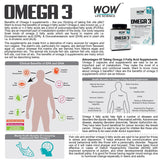 WOW Life Science Omega-3 Fish Oil Triple Strength 1000mg (550mg EPA; 350mg DHA; 100mg Other Omega 3 Fatty Acids) - 60 Capsules - BuyWow
