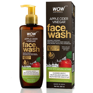 WOW Skin Science Apple Cider Vinegar Face Wash - with Organic Certified Himalayan Apple Cider Vinegar - For Cleansing Skin, Balancing Skin Oils- No Parabens, Sulphate, Silicones & Color - 200 ml - BuyWow