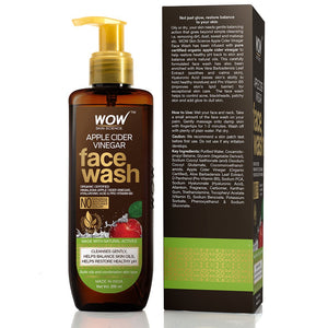 WOW Skin Science Apple Cider Vinegar Face Wash - with Organic Certified Himalayan Apple Cider Vinegar - For Cleansing Skin, Balancing Skin Oils- No Parabens, Sulphate, Silicones & Color - 200 ml - BuyWow