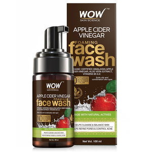 WOW Skin Science Apple Cider Vinegar Foaming Face Wash- with Organic Certified Himalayan Apple Cider Vinegar - No Parabens, Sulphate & Silicones - 100 ml - BuyWow
