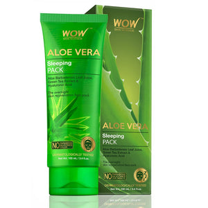 WOW Skin Science Aloe Vera with Green Tea Extract and Hyaluronic Acid Sleeping Pack - No Parabens, Silicones & Color - 100 ml - BuyWow