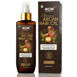WOW Skin Science Cold Pressed Moroccan Argan Hair Oil - No Mineral Oil & Silicones - 200 ml - BuyWow