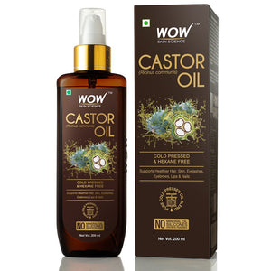 WOW Skin Science 100% Pure Castor Oil - Cold Pressed - For Stronger Hair, Skin & Nails - No Mineral Oil & Silicones - 200 ml - BuyWow