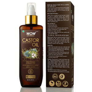 WOW Skin Science 100% Pure Castor Oil - Cold Pressed - For Stronger Hair, Skin & Nails - No Mineral Oil & Silicones - 200 ml - BuyWow