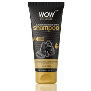 WOW Skin Science Charcoal & Keratin Shampoo - No Sulphates, Parabens, Silicones, Salt & Color - 200 ml - BuyWow