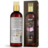 WOW Skin Science Onion Black Seed Hair Oil - WITH COMB APPLICATOR - Controls Hair Fall - NO Mineral Oil, Silicones, Cooking Oil & Synthetic Fragrance - 100 ml - BuyWow