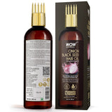 WOW Skin Science Onion Black Seed Hair Oil - WITH COMB APPLICATOR - Controls Hair Fall - NO Mineral Oil, Silicones, Cooking Oil & Synthetic Fragrance - 200 ml - BuyWow