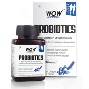 WOW Life Science Probiotics 20 Billion CFU (14 Probiotic Strains) 500 mg - 60 Vegetarian Capsules - BuyWow