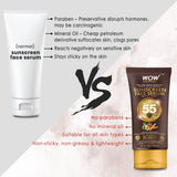 WOW Skin Science Matte Finish Sunscreen Serum SPF 55 PA++ with Raspberry, Carrot Seed & Avocado Oil - No Parabens, Silicones, Mineral Oil, Oxide, Colour, Benzophenone - 50 ml - BuyWow