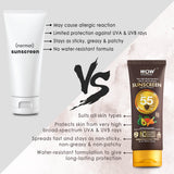 WOW Skin Science Matte Finish Sunscreen Lotion SPF 55 PA++ - ALL SKIN TYPE COMPATIBLE - No Parabens, Silicones, Mineral Oil, Oxide, Colour, Benzophenone - 100 ml Tube - BuyWow