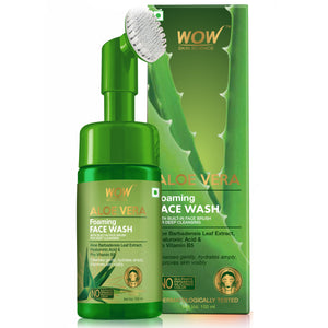 WOW Skin Science Aloe Vera Foaming Face Wash With Built-In Face Brush For Deep Cleansing - No Parabens, Sulphate, Silicones & Color - 100 ml - BuyWow