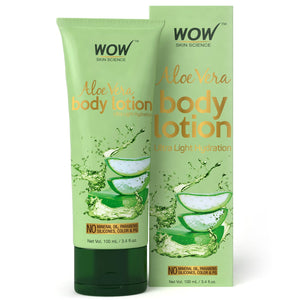 WOW Skin Science Aloe Vera Body Lotion - Ultra Light Hydration - No Mineral Oil, Parabens, Silicones, Color & PG - 300 ml - BuyWow