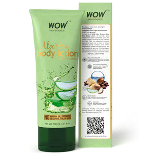 WOW Skin Science Aloe Vera Body Lotion - Ultra Light Hydration - No Mineral Oil, Parabens, Silicones, Color & PG - 300 ml - BuyWow