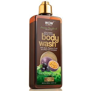 WOW Skin Science Amazon Rainforest Collection - Volcanic Gold Clay Shower Gel (With Acai, Passion Fruit and Rice Oil Complex) - No Parabens, Sulphate, Silicones and Color - 250 ml - BuyWow
