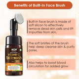 WOW Skin Science Brightening Vitamin C Foaming Face Wash with Built-In Face Brush for Deep Cleansing - No Parabens, Sulphate, Silicones & Color - 100 ml - BuyWow