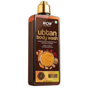 WOW Skin Science Ubtan Body Wash with Chickpea Flour, Almond Extract, Saffron & Turmeric Extracts - No Sulphate, Parabens, Silicones & Color - 250 ml - BuyWow