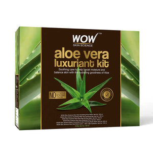 WOW Skin Science Luxuriant Aloe Vera Kit - contains Aloe Vera Body Lotion, Soothing Gel, Face Wash, Peel Off Mask & Body Wash - 750mL - BuyWow