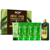 WOW Skin Science Luxuriant Aloe Vera Kit - contains Aloe Vera Body Lotion, Soothing Gel, Face Wash, Peel Off Mask & Body Wash - 750mL - BuyWow
