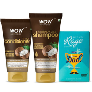 The best dad hair care duo (WOW Skin Science Coconut milk shampoo 200ml + coconut milk conditioner 150ml + RAGE chocolate ) - BuyWow