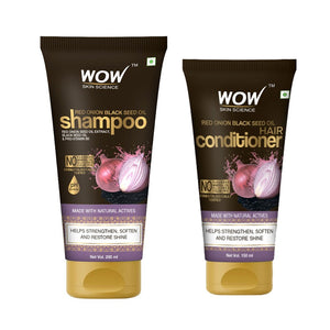 WOW Skin Science Red Onion Black Seed Oil Shampoo + Red Onion Black Seed Oil Conditioner- 350 ml - BuyWow