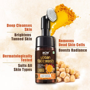 WOW Skin Science Ubtan Foaming Face Wash with Built-In Face Brush for Deep Cleansing - No Parabens, Sulphate, Silicones & Color - 100 ml - BuyWow