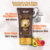WOW Skin Science Matte Finish Sunscreen Serum SPF 55 PA++ with Raspberry, Carrot Seed & Avocado Oil - No Parabens, Silicones, Mineral Oil, Oxide, Colour, Benzophenone - 50 ml - BuyWow