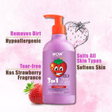WOW Skin Science Kids Tip to Toe Wash - Shampoo - Conditioner - Body Wash - No Sulphates & Parabens - Strawberry - 300 ml - BuyWow