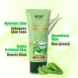 WOW Skin Science Aloe Vera Body Lotion - Ultra Light Hydration - No Mineral Oil, Parabens, Silicones, Color & PG - 300 ml - BuyWow