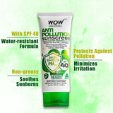 WOW Skin Science Anti Pollution SPF40 Water Resistant No Parabens & Mineral Oil Sunscreen Lotion - 100 ml - BuyWow