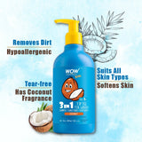 WOW Skin Science Kids Tip To Toe Wash - Shampoo - Conditioner - Body Wash - No Sulphates & Parabens - Coconut - 300 ml - BuyWow