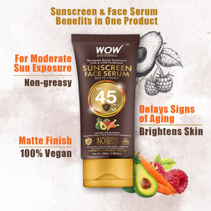 WOW Skin Science Matte Finish Sunscreen Serum SPF 45 PA++ with Raspberry, Carrot Seed & Avocado Oil - No Parabens, Silicones, Mineral Oil, Oxide, Colour, Benzophenone - 50 ml - BuyWow