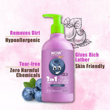 WOW Skin Science Kids Tip to Toe Wash - Shampoo - Conditioner - Body Wash - No Parabens, Sulphate, Silicones, Mineral Oil or Color - Blueberry - 300 ml - BuyWow