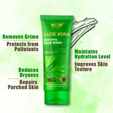 WOW Skin Science Aloe Vera With Hyaluronic Acid and Pro Vitamin B5 Hydrating Gentle Face Wash - No Parabens, Silicones & Color - 100 ml - BuyWow