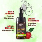 WOW Skin Science Apple Cider Vinegar Foaming Face Wash - No Parabens, Sulphate & Silicones (with built-in brush) - BuyWow