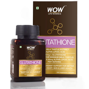 WOW Life Science Glutathione with Milk Thistle Extract 500 mg - 30 Vegetarian Capsules - BuyWow