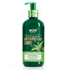 WOW Skin Science Green Tea & Tea Tree Anti-Dandruff Shampoo - NO Sulphates, Parabens, Silicones, Color & PEG - 300 ml
