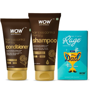 My superhero dad hair care kit (WOW Skin Science Hair loss control shampoo 200ml + Hair loss control conditioner 150ml + RAGE chocolate ) - BuyWow