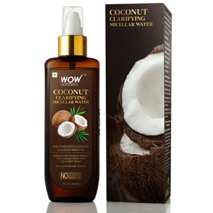 WOW Skin Science Coconut Clarifying Micellar Water for Complete Cleansing & Makeup Removal - For All Skin Types - No Parabens, Silicones & Mineral Oil - 200 ml - BuyWow
