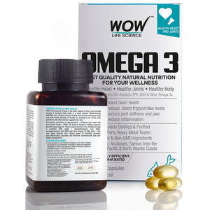 WOW Life Science Omega-3 Fish Oil Triple Strength 1000mg (550mg EPA; 350mg DHA; 100mg Other Omega 3 Fatty Acids) - 60 Capsules - BuyWow