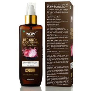 WOW Skin Science Red Onion Skin Mist Toner with Red Onion Seed, Witch Hazel & Aloe Vera Extracts, Black Seed Oil - For All Skin Types - Np Parabens, Silicones, Mineral Oil & Sulphate - 200 ml - BuyWow