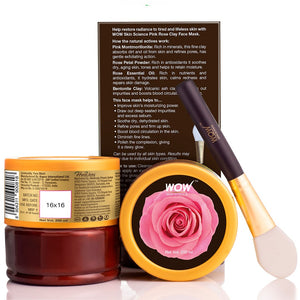 WOW Skin Science Pink Rose Clay Face Mask for Hydrating & Rejuvenating Aging Skin - No Parabens, Sulphate, Mineral Oil & Color - 200 ml - BuyWow