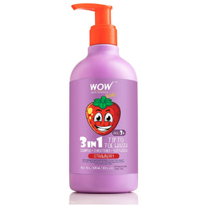 WOW Skin Science Kids Tip to Toe Wash - Shampoo - Conditioner - Body Wash - No Sulphates & Parabens - Strawberry - 300 ml - BuyWow