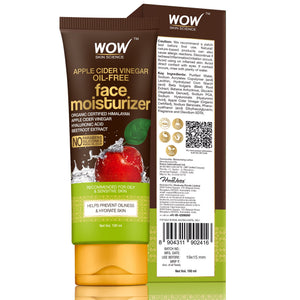 WOW Skin Science Organic Apple Cider Vinegar Face Moisturizer - Oil Free, Quick Absorbing - For Normal/Oily and Acne Prone Skin - No Parabens, Silicones, Mineral Oil, Color - 100 ml - BuyWow