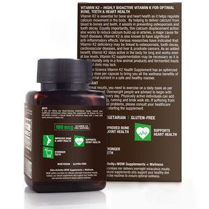 WOW Life Science Vitamin K2 100mcg - 60 Vegetarian Capsules - BuyWow
