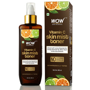 WOW Skin Science Vitamin C Skin Mist Toner with Lemon Essential Oil, Orange Essential Oil With Hazel & Aloe Vera Extracts - For All Skin Types - No Parabens, Silicones, Mineral Oil & Sulphates - 200 ml - BuyWow