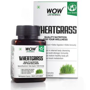 WOW Life Science Wheatgrass 800mg - 60 Vegetarian Capsules - BuyWow